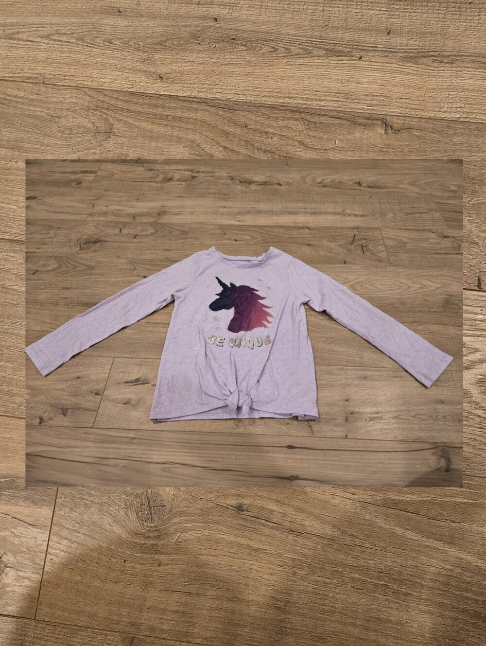 Girls Lavender Unicorn Long Sleeve Shirt Be Unique Silver Glitter Size 5T